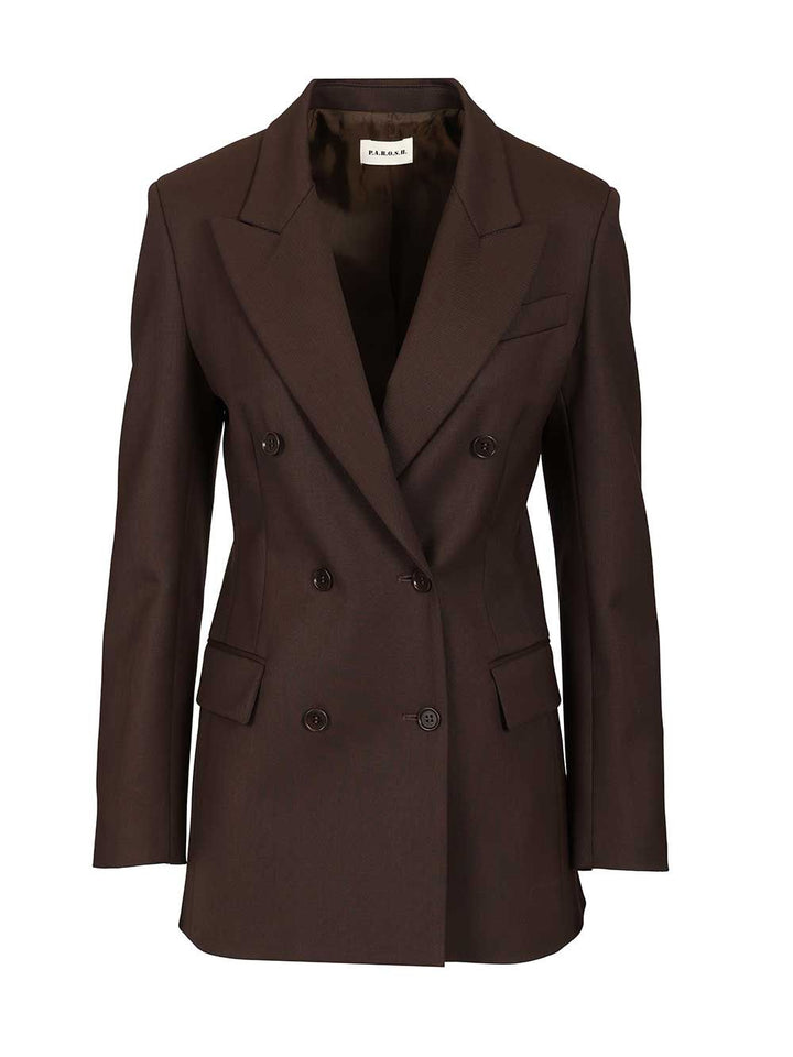 P.A.R.O.S.H. Double-Breasted Blazer Jackets - Brown | 93cd4d86c03acc94c560f7f703d8609173810d54