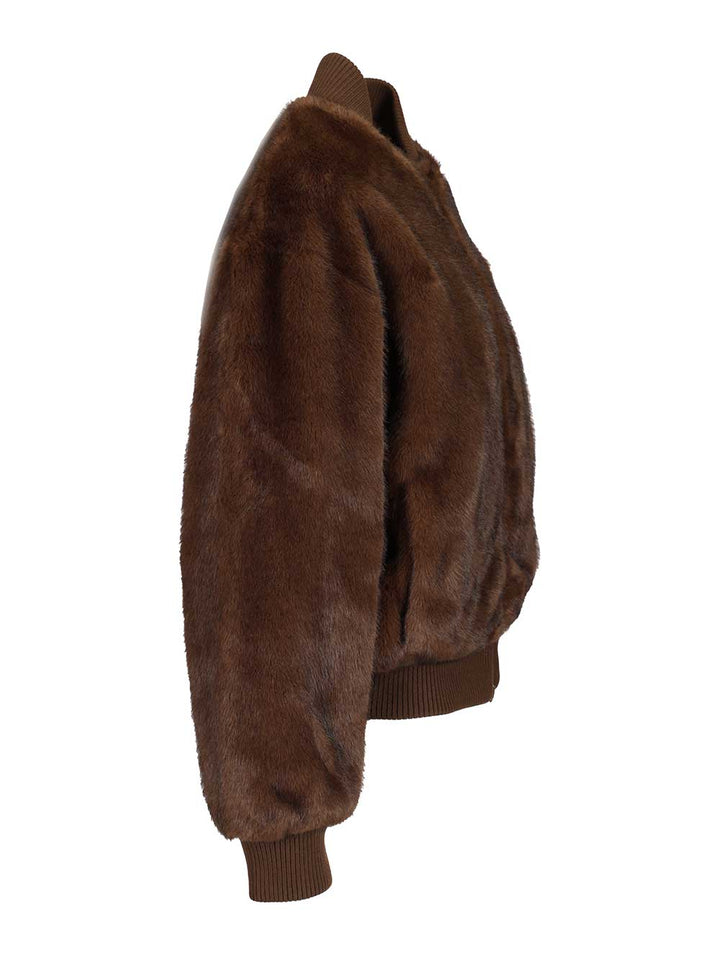 P.A.R.O.S.H. Faux Fur Jacket Jackets - Brown | be2b02bfc9ea298d4256e795527cfe3b8c6a4a9e