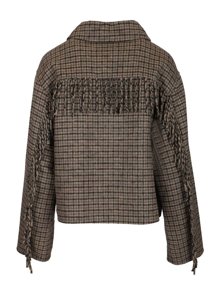 P.A.R.O.S.H. Fringed Jacket Jackets - Grey | e37080ec12a4b9d899e794867ab881fda2d21e18