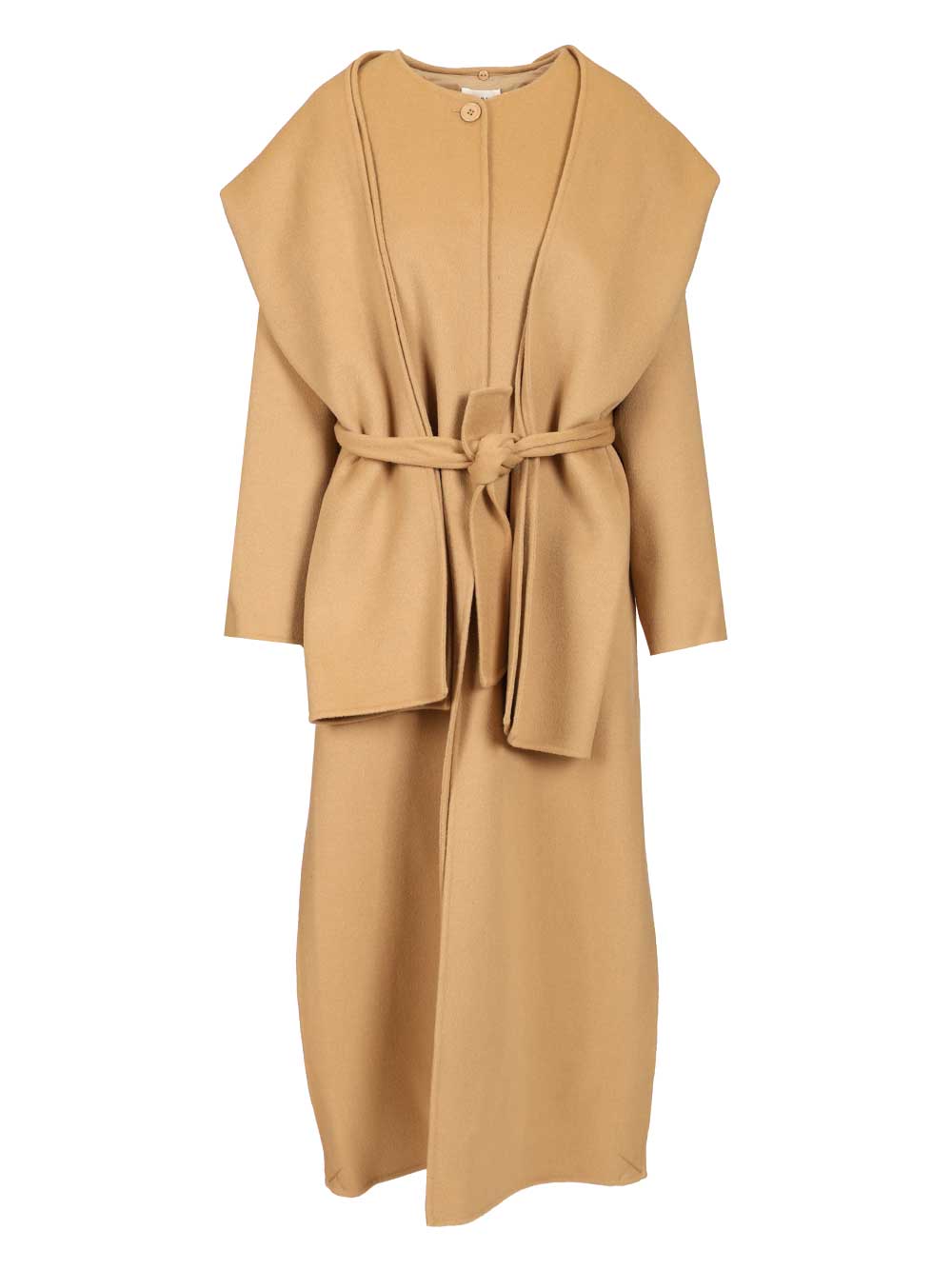 P.A.R.O.S.H. Wool Coat With Scarf Coats - Beige | 1387e6d6ef7729e9e6bfa1d1586c248a4ed3cf91