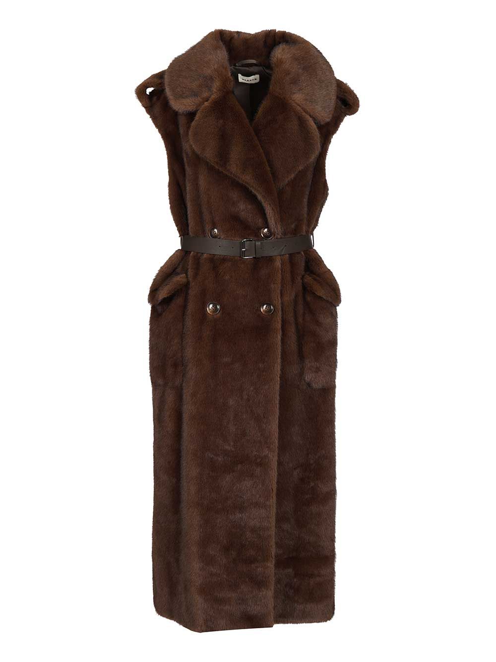 P.A.R.O.S.H. Sleeveless Coat Jackets - Brown | 0bfcdbbd9b3fdd114b48e13658a15f7481d75142