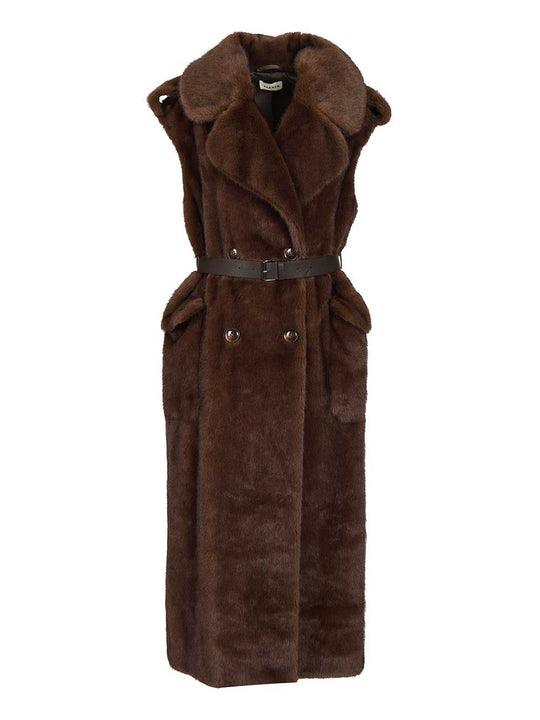 Sleeveless Coat Jackets Brown
