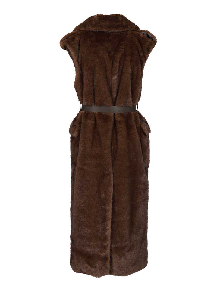 P.A.R.O.S.H. Sleeveless Coat Jackets - Brown | ff59ca5bb147cbabebd28628e2cfe2efd750f38e