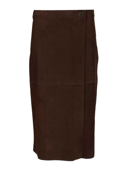Suede Midi Skirt Skirts Brown