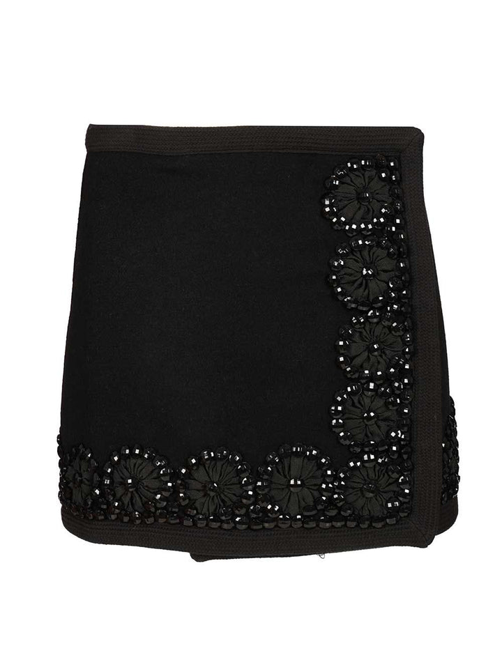 P.A.R.O.S.H. Wool Miniskirt Skirts - Black | 8216a156c4d7ab674cbe5ecfd70d057da46e32b0