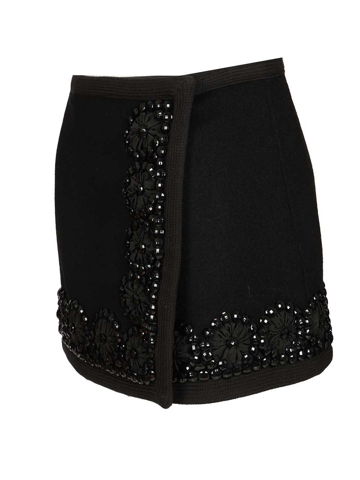 P.A.R.O.S.H. Wool Miniskirt Skirts - Black | 14b28eb3df64405722de8f019db6caf033f019f4