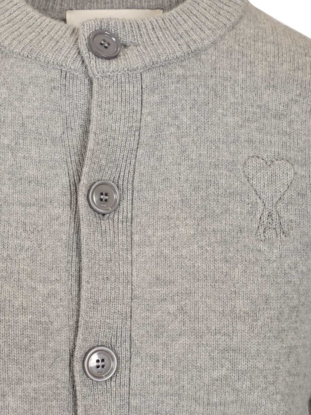 Ami Crew Neck Cardigan Knitwear - Grey | c8448e71f86ff16ca51bfff281b01cfd3828b62f