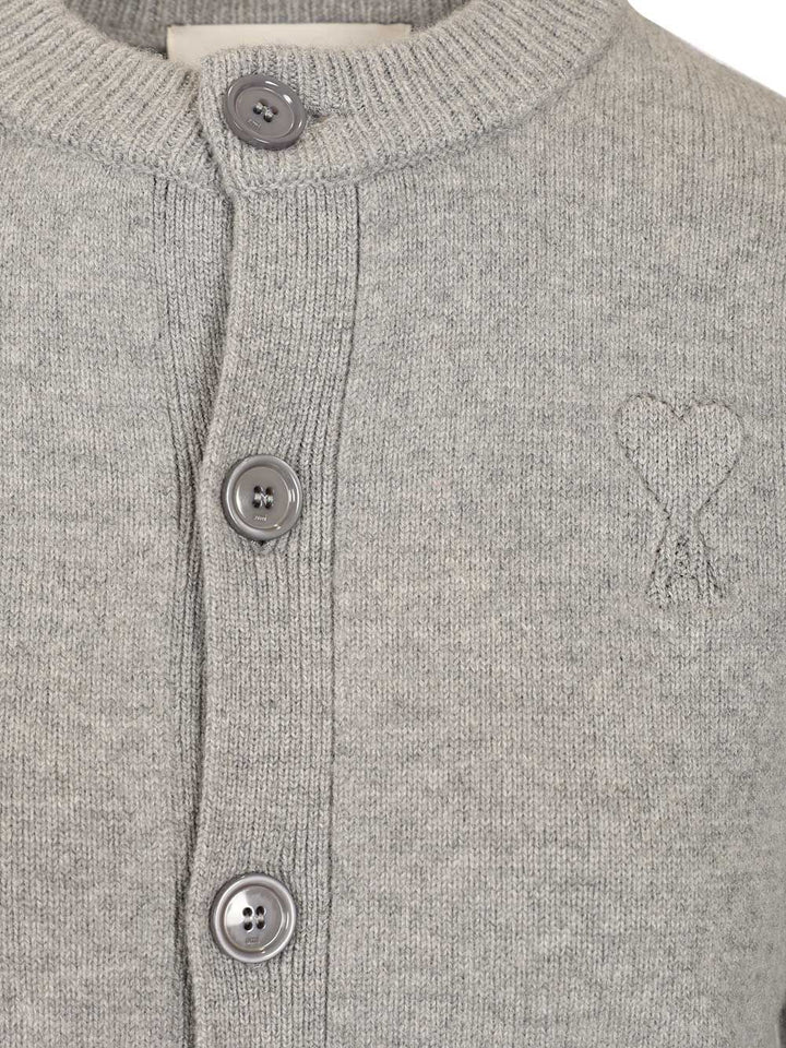 Ami Crew Neck Cardigan Knitwear - Grey | c8448e71f86ff16ca51bfff281b01cfd3828b62f