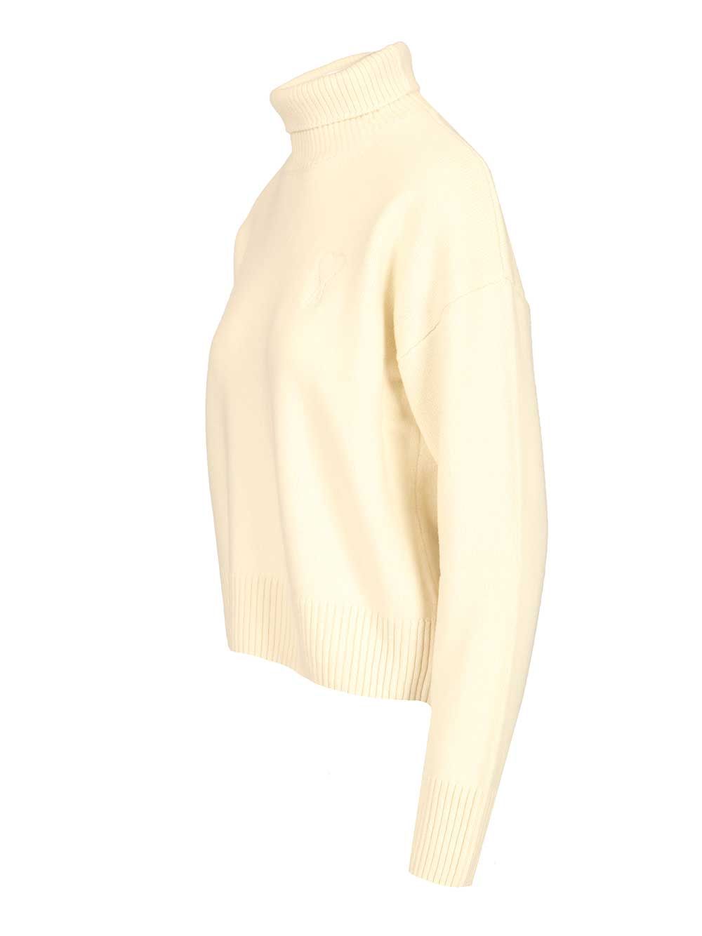 Ami Turtleneck Sweater Knitwear - White | 498b267c6bf8e6aea4dd03474f301fe2654e2a42