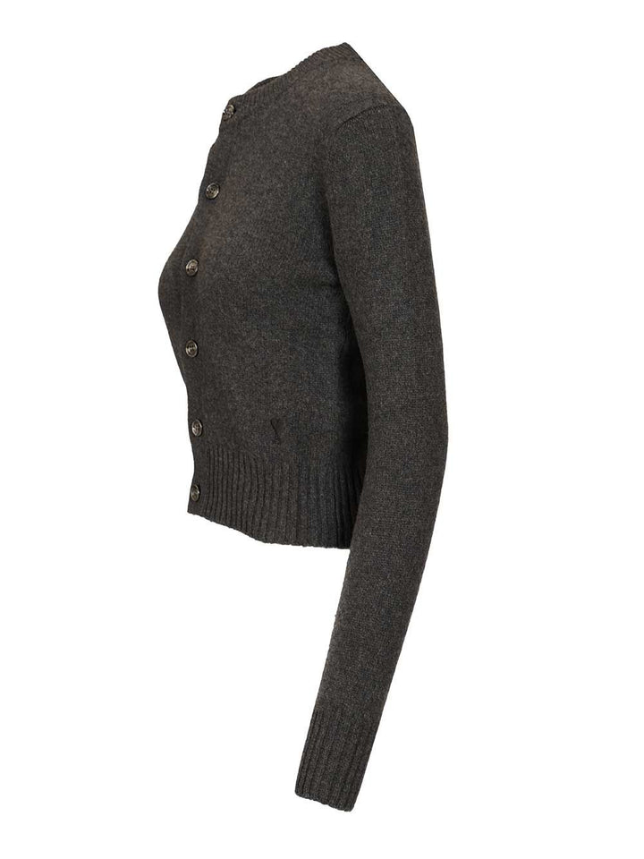 Ami Wool And Cashmere Cardigan Knitwear - Black | 915cbd49814395d853b010c5adb2b772b0a4ee29