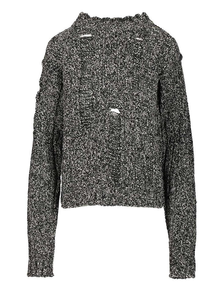 Durazzi Milano Mouliné Sweater Knitwear - Black | 1b80b1c935b8f66dee49e4136019b70b3e89a091