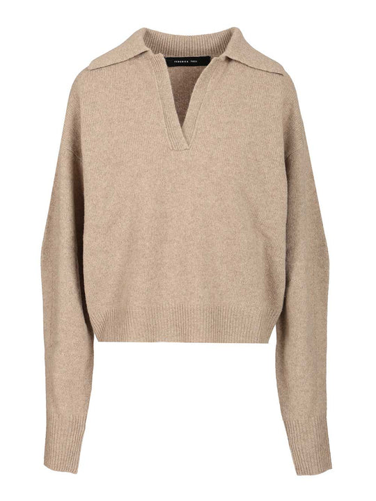 Wool And Cashmere Knit Polo Knitwear Beige