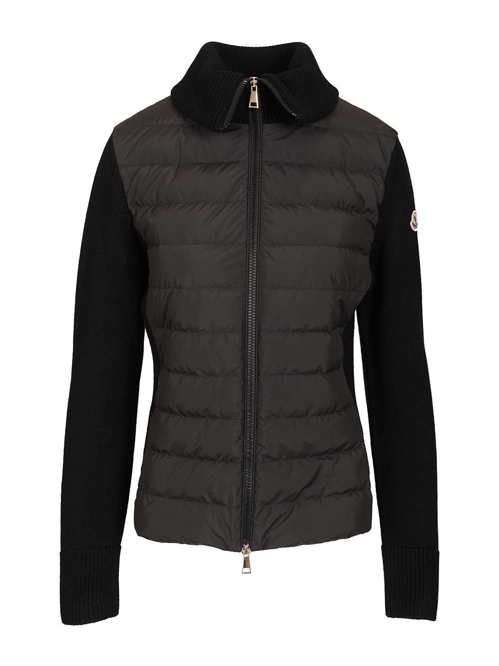 Moncler Padded Wool Cardigan Knitwear - Black | 10bc71073454e3c30757d1578b6215271f6cf2a6
