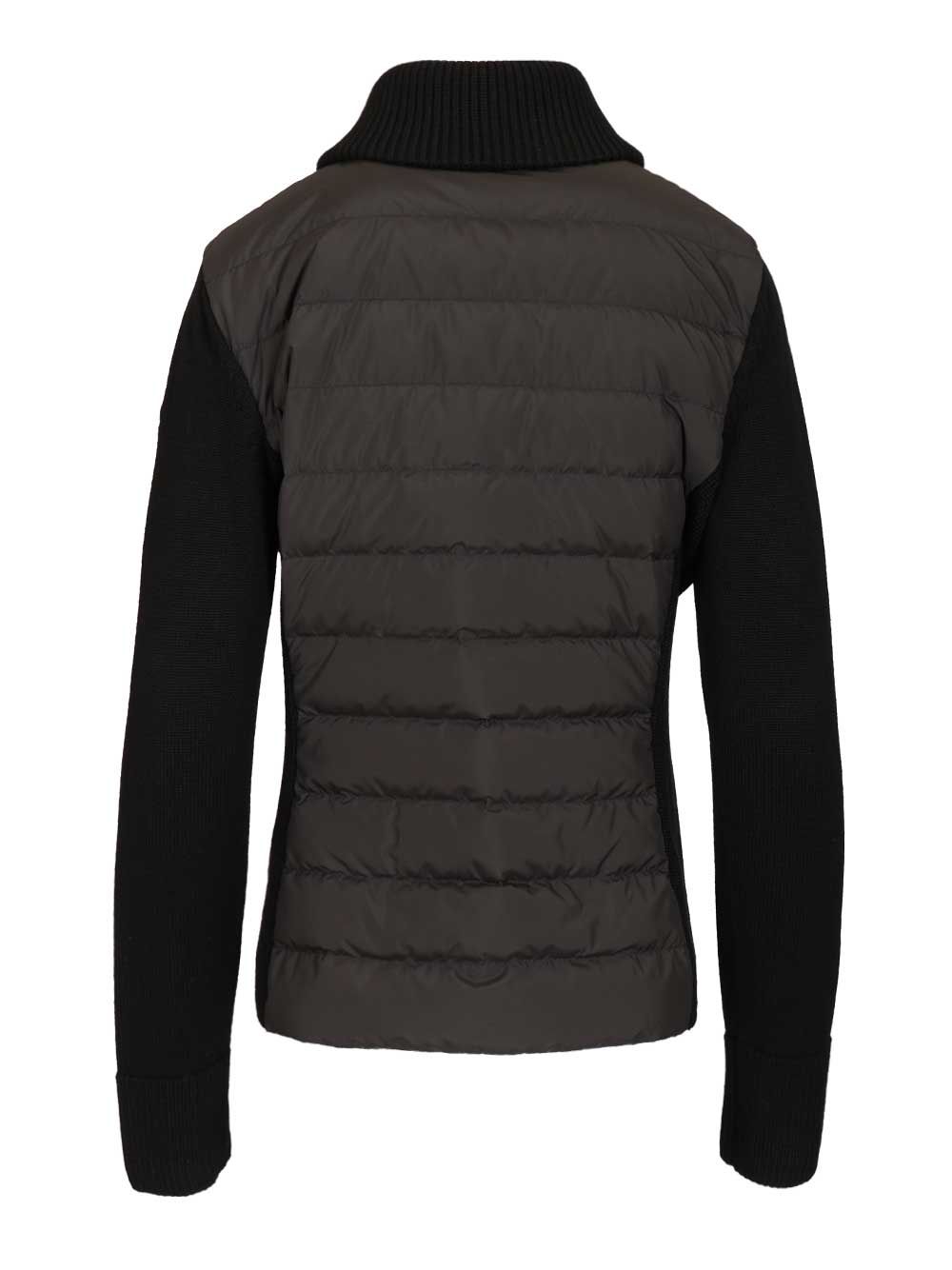Moncler Padded Wool Cardigan Knitwear - Black | ee395861ef93591e68fd4fba06dbc39d83d9efd6