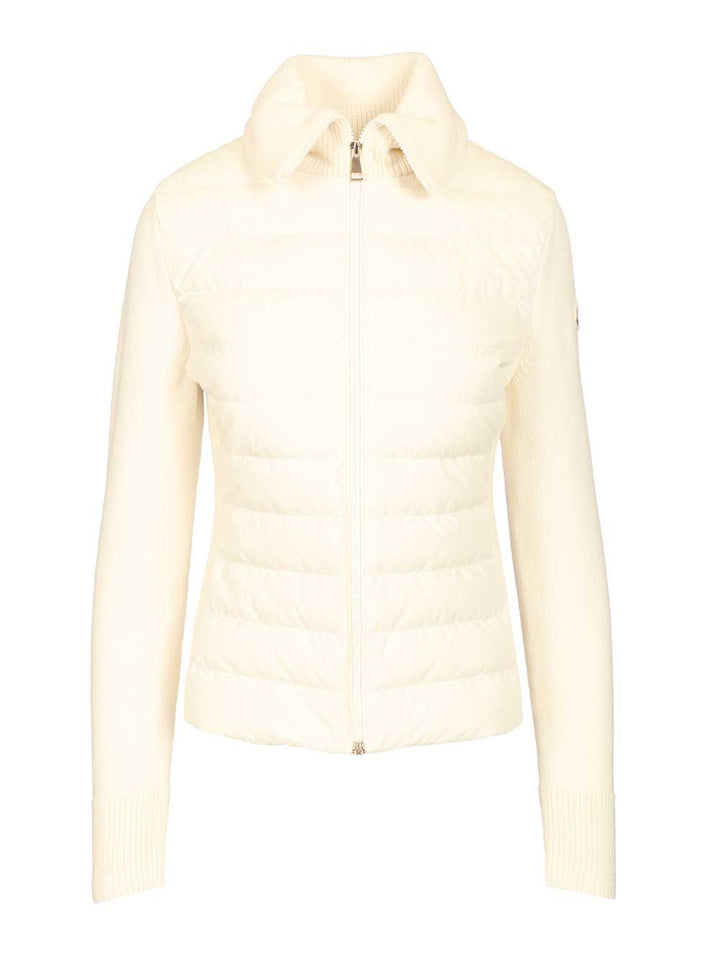 Moncler Padded Wool Cardigan Knitwear - White | 26547329c193db1967478a8caba9e88c5b37c28e
