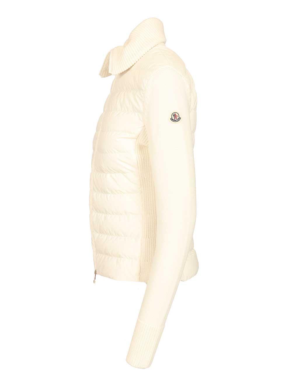 Moncler Padded Wool Cardigan Knitwear - White | 3b18d687253a343629b65fcb96fb0bea20e3a971