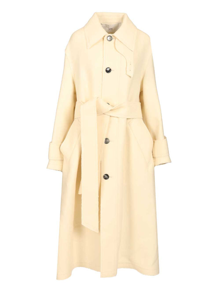 Ami Belted Raincoat Coats - Beige | 7a6ecee80ae594b9b2cd5aca6b3464d30fed7264