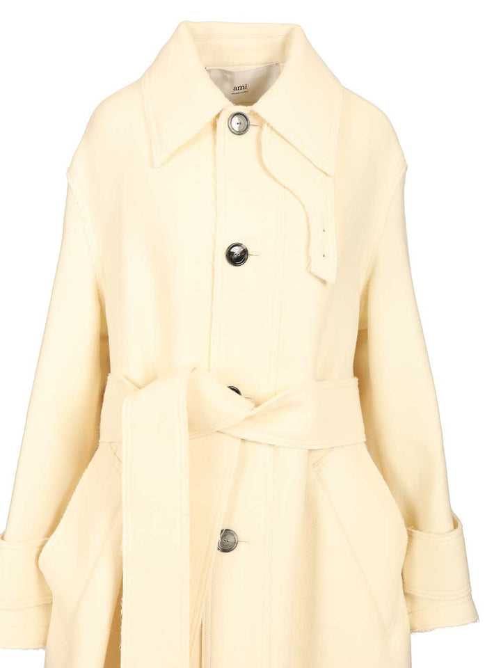 Ami Belted Raincoat Coats - Beige | 3bb3a03437eeee323a5ecac96e30b35450cf9d46