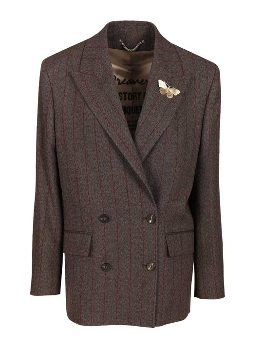 Double-Breasted Blazer Jackets Brown