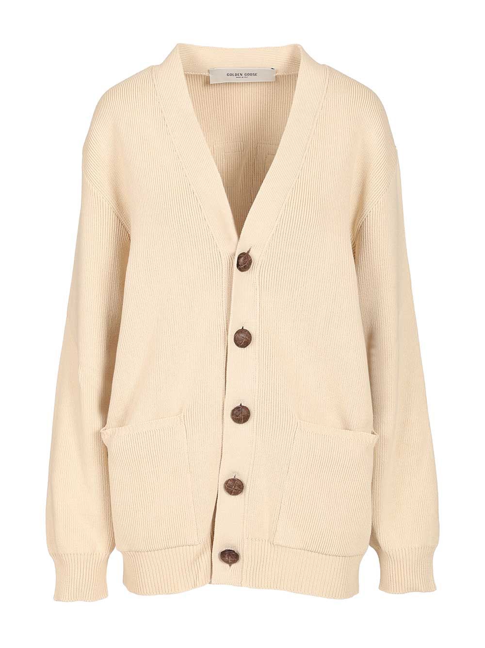 Golden Goose Deluxe Brand Organic Cotton Cardigan Knitwear - Beige | 2b71bcf488c7886f2ed51819481a4f579f51609f
