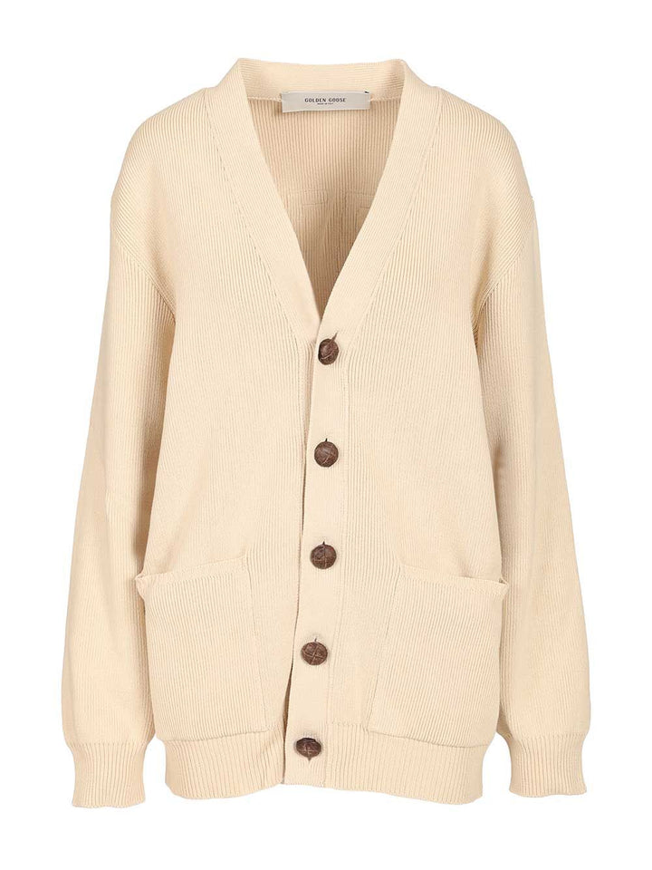 Golden Goose Deluxe Brand Organic Cotton Cardigan Knitwear - Beige | 2b71bcf488c7886f2ed51819481a4f579f51609f