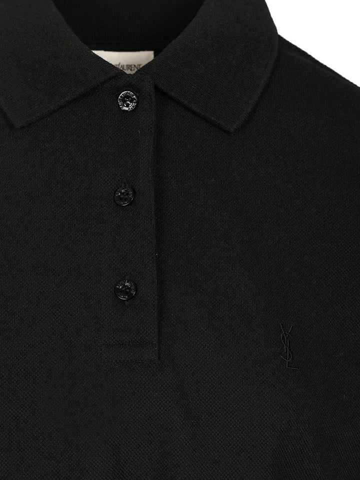 Saint Laurent Cassandre  In Piqué Polo shirt - Black | c8e96d4342b1ab1bfdbc0e89212dc4bd5bfc5db5