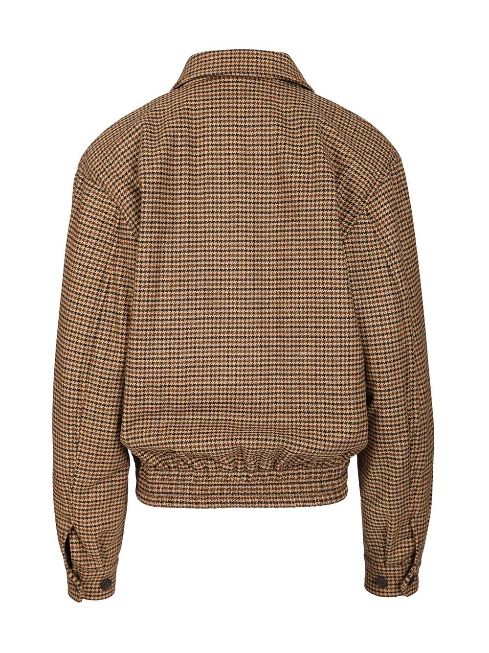 Saint Laurent Houndstooth Padded Jacket Jackets - Brown | c84f119b073c561d027cc0de34ff79ebd434bed2