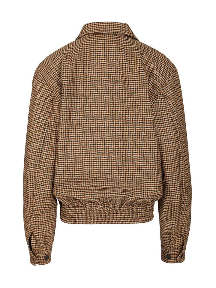 Saint Laurent Houndstooth Padded Jacket Jackets - Brown | c84f119b073c561d027cc0de34ff79ebd434bed2