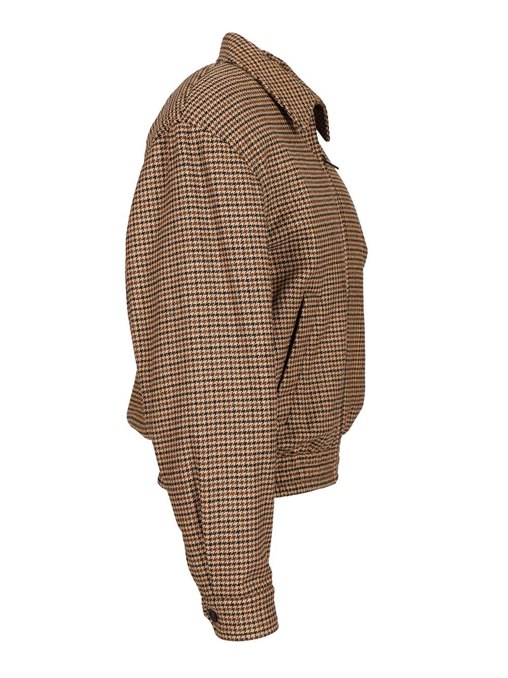 Saint Laurent Houndstooth Padded Jacket Jackets - Brown | 9cf69d529f9a8cc1d08b80c8a0928dc750e904b3