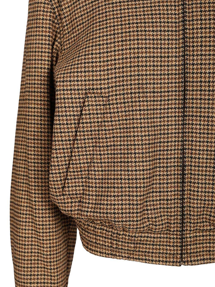 Saint Laurent Houndstooth Padded Jacket Jackets - Brown | dcf4dd5637d20c4a7f7754c0d0be6c6c975c871e