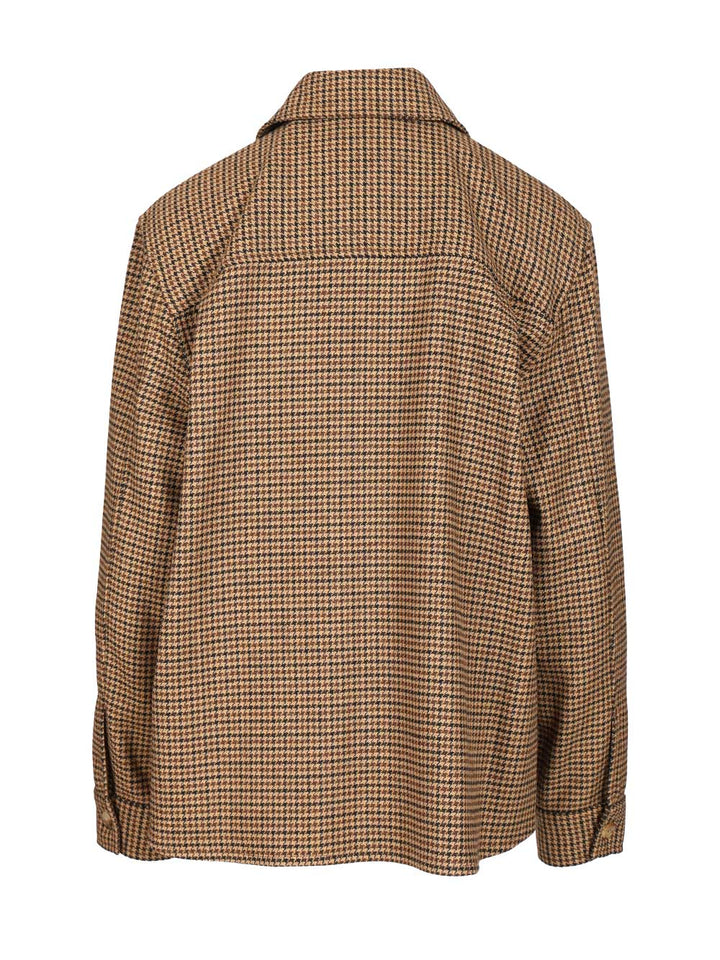 Saint Laurent Houndstooth Overshirt Jackets - Brown | 828337b1955221b3149065f697706b2038cabdbe