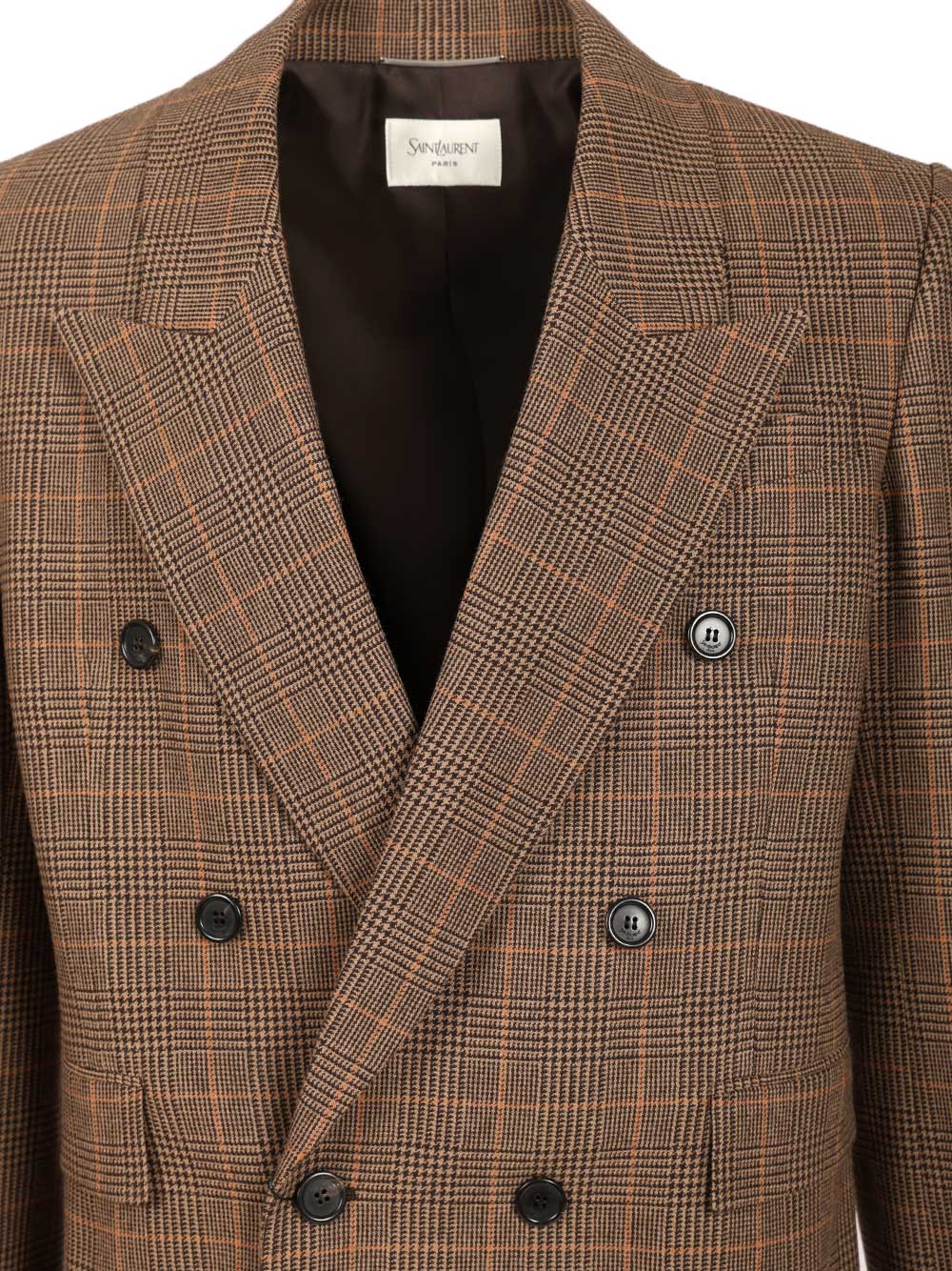 Saint Laurent Prince Of Wales Wool Jacket Jackets - Beige | dd8018d9293fe54985294f507097306fbf5d0a39