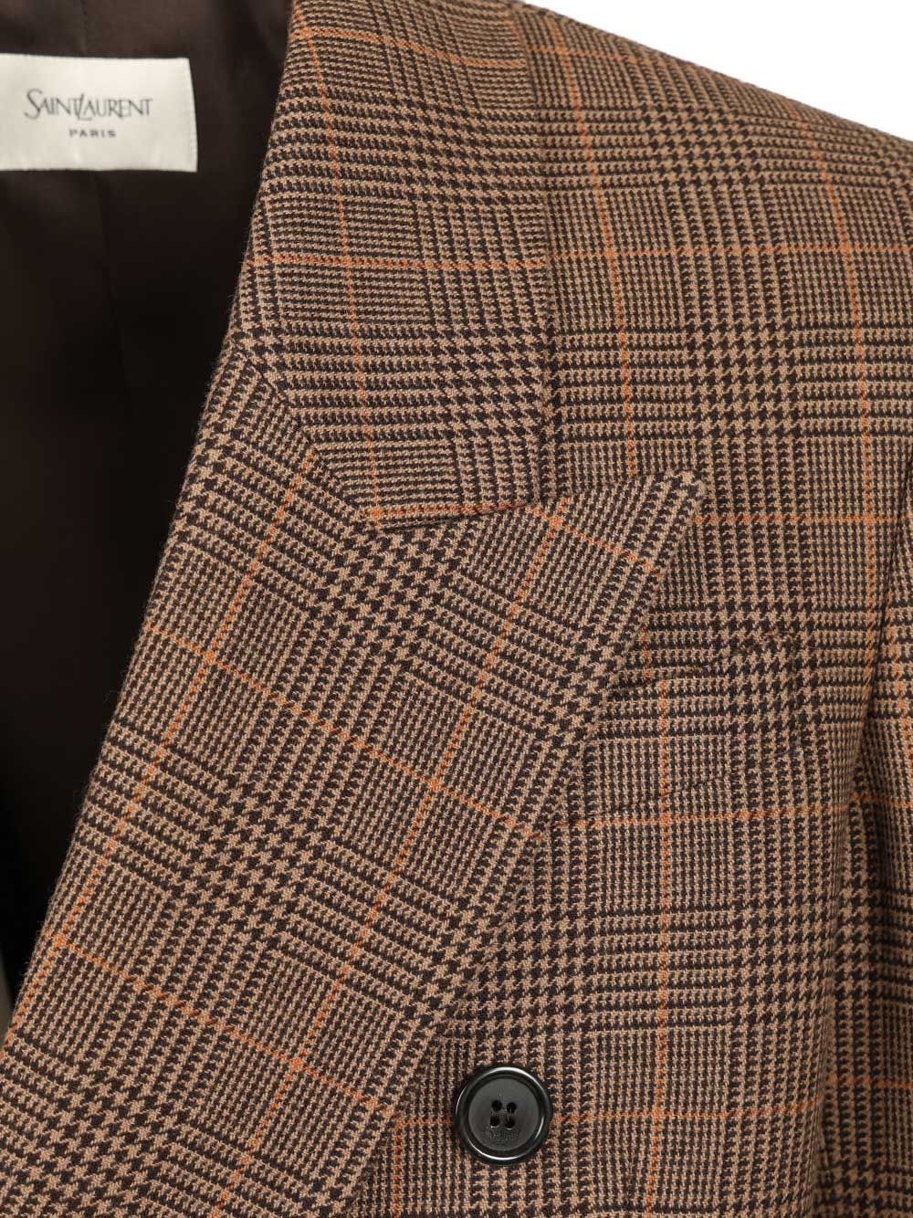 Saint Laurent Prince Of Wales Wool Jacket Jackets - Beige | 176c0cd00f2243ab25f5e0a84d7e81ad58d354f7