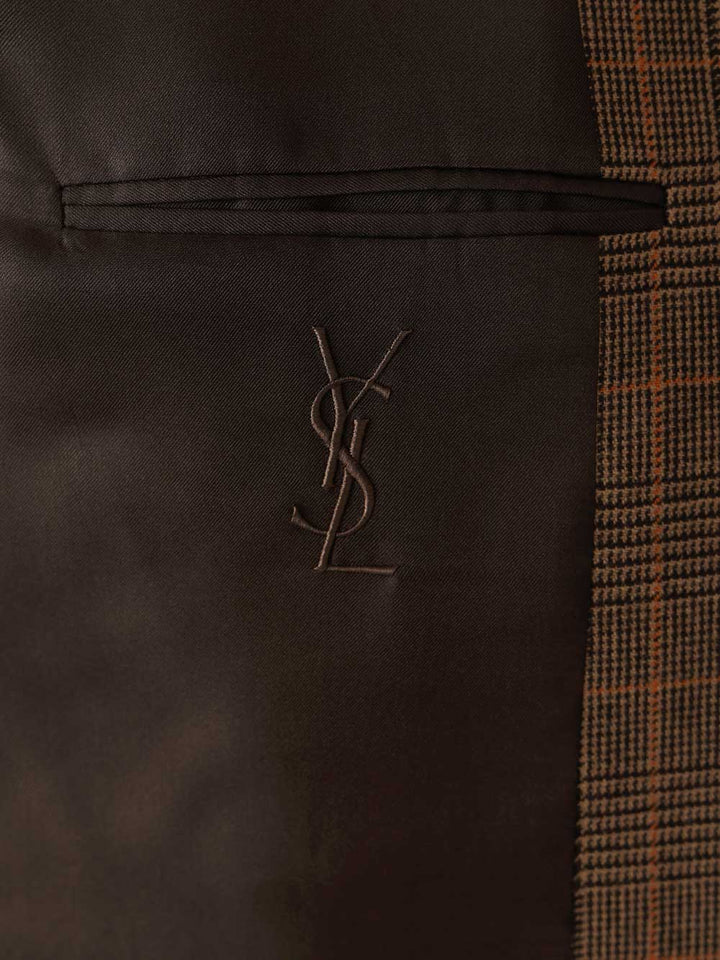 Saint Laurent Prince Of Wales Wool Jacket Jackets - Beige | 95f5649adefa4bab964c700c2792d52b4a9d240f