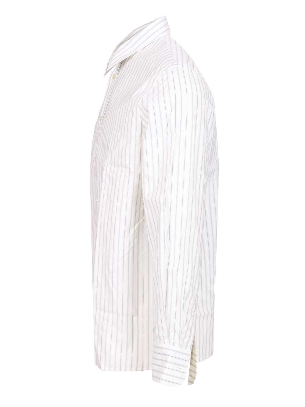 Saint Laurent Cassandre Striped Cotton Shirt Shirts - White | 2acb92d2c2a65c8833ee92d7afd47bbfc39a36f0