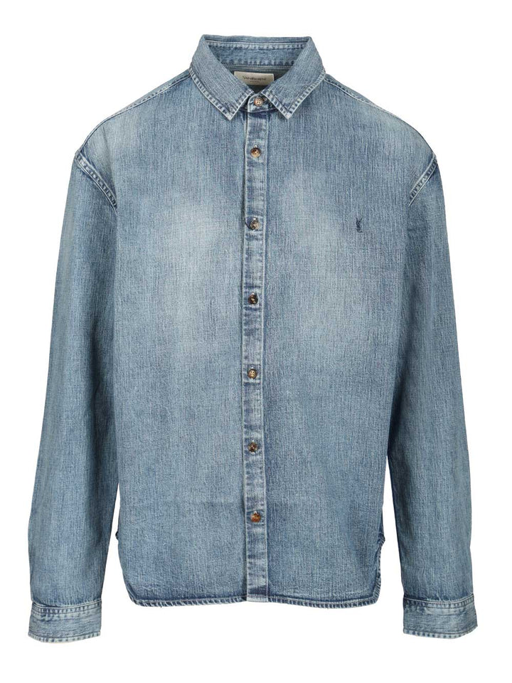 Saint Laurent Cassandre Denim Shirt Casual - Light blue | c2d081c44d11facd1a4a50f6fc193a9568aae5bb