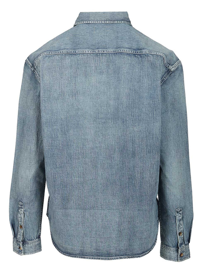 Saint Laurent Cassandre Denim Shirt Casual - Light blue | 9572ce951da5e28e767bde75d233d344096679bb