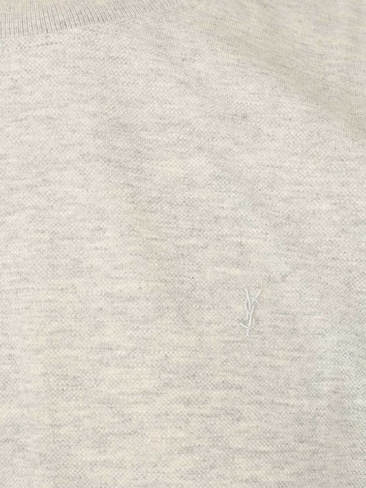 Saint Laurent Cassandre  In Piqué T-Shirt - Grey | cd74995a406228099e2f48a6fdbb52bbe0b97f0e