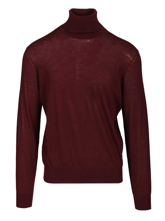 Wool Turtleneck Knitwear Bordeaux