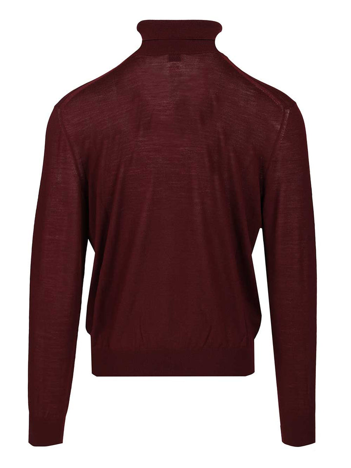 Saint Laurent Wool Turtleneck Knitwear - Bordeaux | b84acd1b3ed0401dabdc4d2d4be301abe196a738