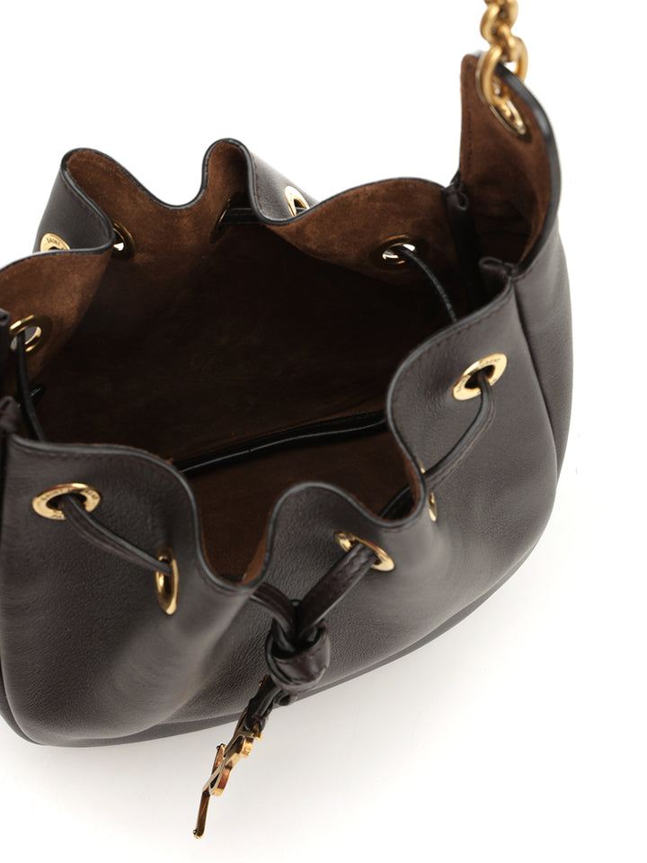 Saint Laurent Leather Bucket Bag Crossbody Bags - Brown | 6b0b709a7c89e74637c6d54af5a453a738727aff