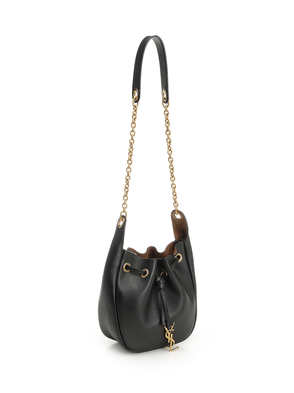 Saint Laurent Leather Bucket Bag Crossbody Bags - Black | 1674985f691b46140c14b86cb8ed6d3bb213cd40
