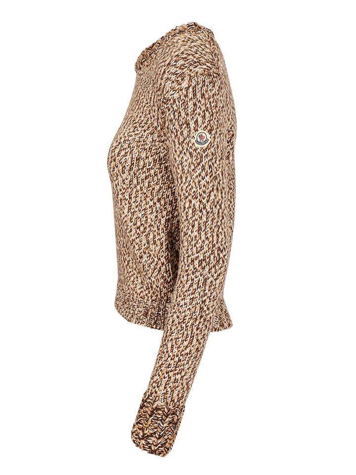 Moncler Mouliné Wool Sweater Knitwear - Beige | 9ec93738a11559fd2f0a6ad624c9b178778a458d