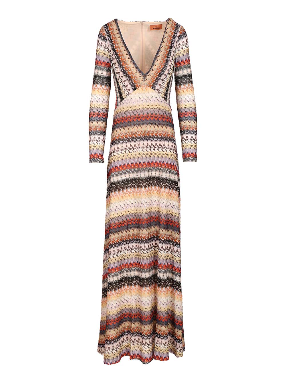 Missoni Long Dress With Multicolored V-Neck Dresses - Multicolor | 0542063c6d4e8dd45ca01aa02753b1ecfaaa8ffc