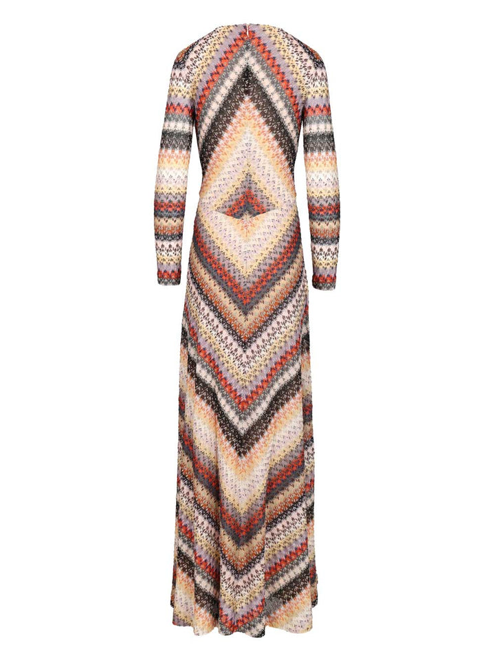 Missoni Long Dress With Multicolored V-Neck Dresses - Multicolor | a51fdea771d5e2248ff09ac681aaad90d3e614ab