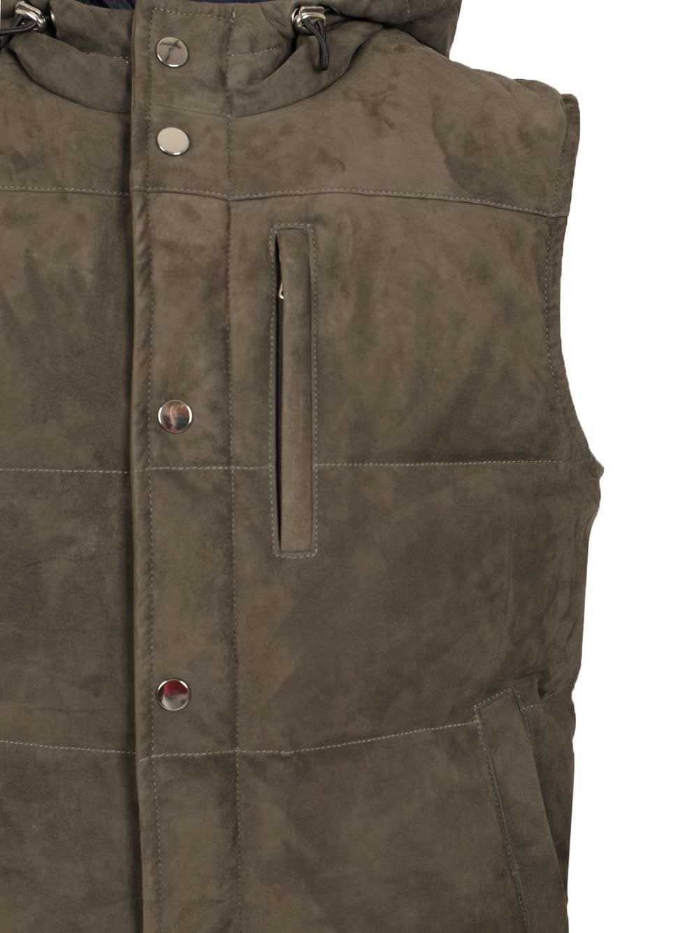 Al Duca D'Aosta Suede Hooded Vest Jackets - Green | d28d5050cd8fa3abd4d462e1827114febdadf552