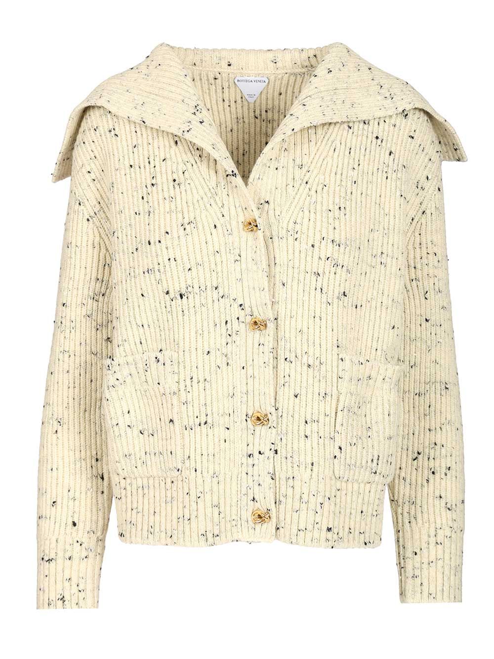 Bottega Veneta Ribbed Wool Cardigan Knitwear - Beige | 6646c3cdb871d7b8cb24daa14ecc44d03c8f6e1b
