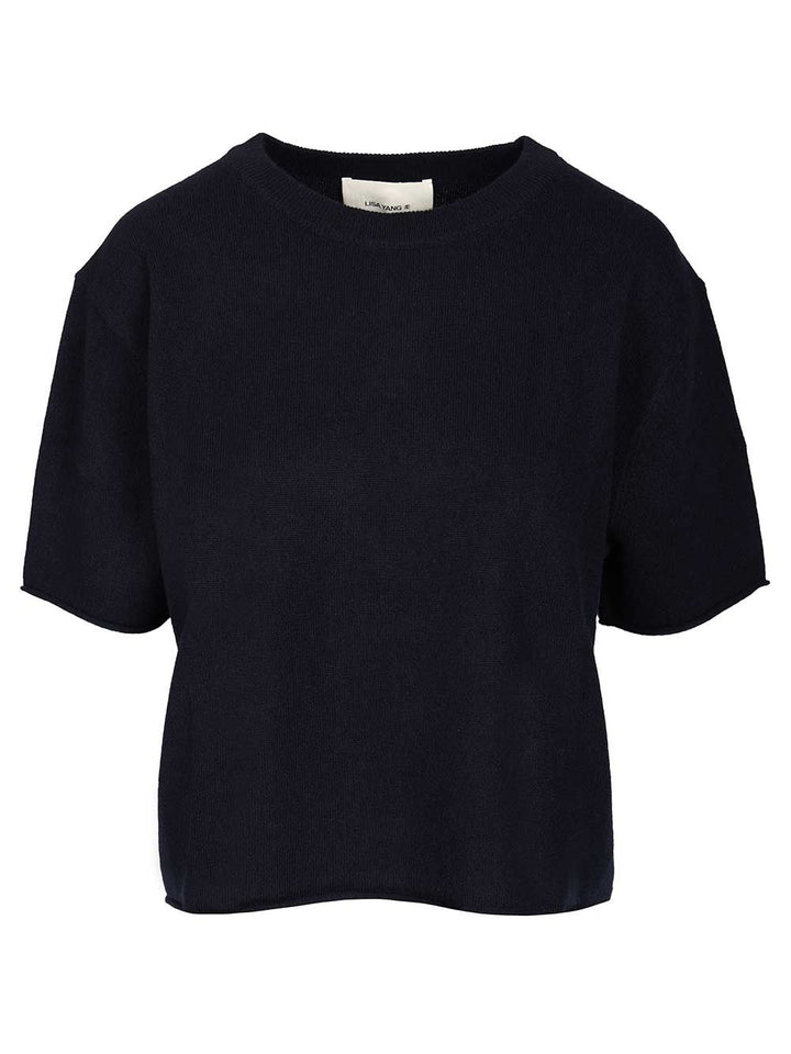 Lisa Yang Short-Sleeved Cashmere Top Knitwear - Blue | 48e8c8bb37daa29b2e627e9de63957ffe837cf60