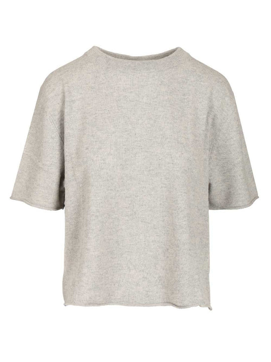 Short-Sleeved Cashmere Top Knitwear Grey