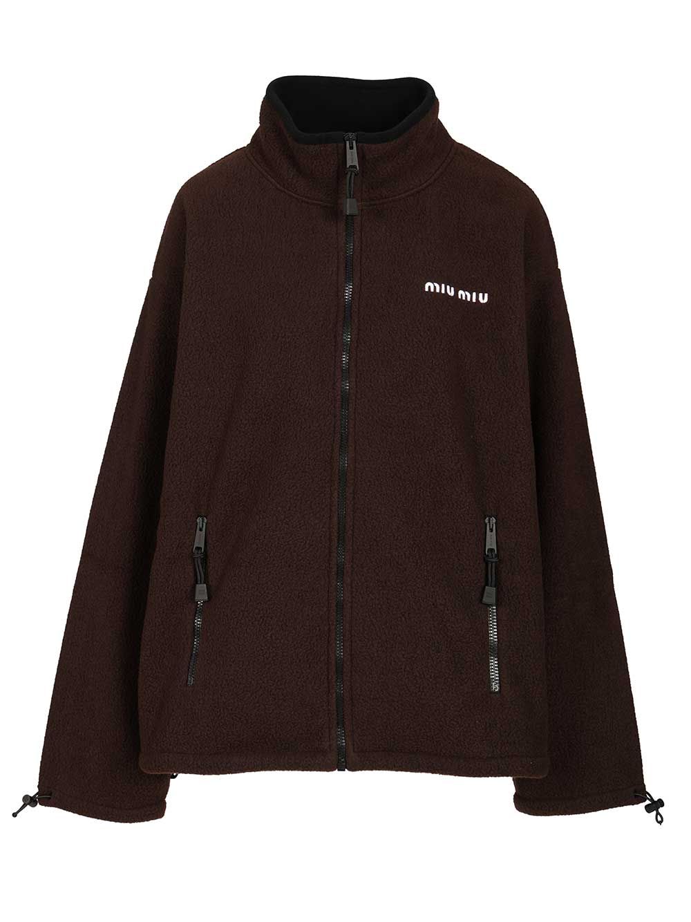 Miu Miu Zip Up Pile Sweatshirts - Brown | 8414ba6b2ad414b3e32d32a2d37c103f248edca2